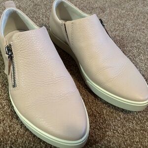 Ladies Gillian side zip Ecco pink leather sneaker